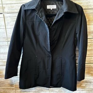 🖤 Calvin Klein Black Quilted Lined Jacket Petite Small PS Tailored Coat